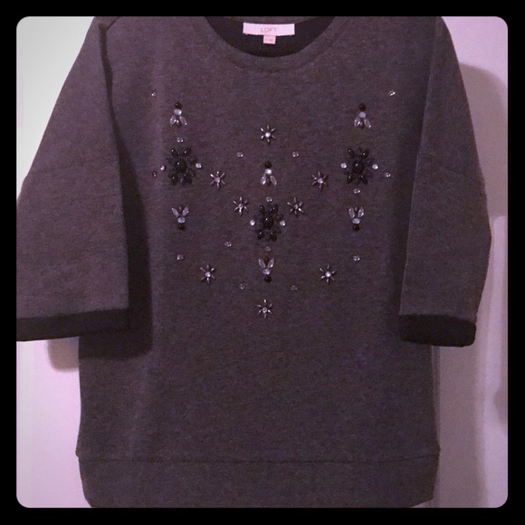 Loft gray sweatshirt with embellishment - Picture 1 of 2